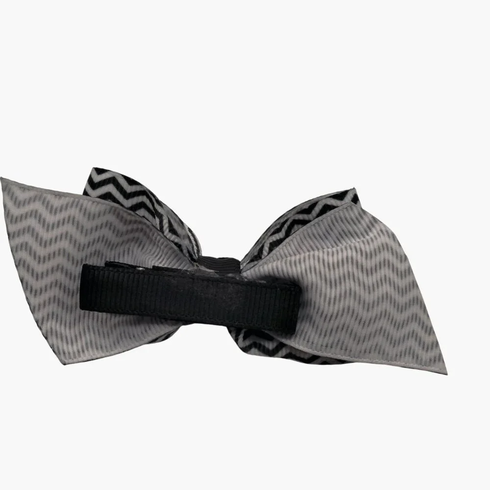 Black White Chevron Hair Bow Girls Accessory